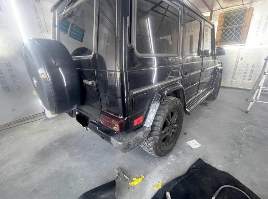 Mercedes G-Wagon rear angle in the shop